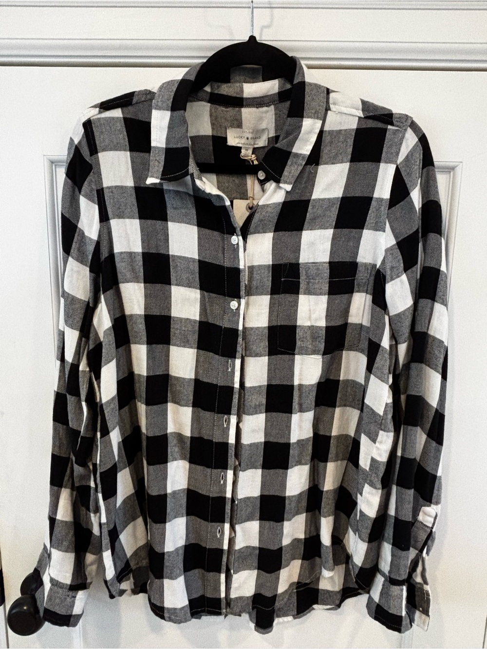 Lucky Brand black and white button down shirt NWT